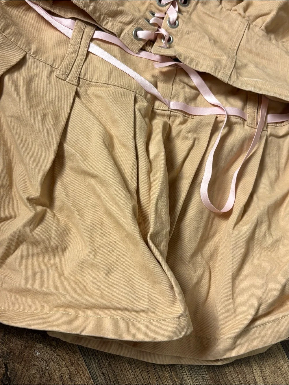 Top & Skirt Matching Set Pink-Tan Lace-Up